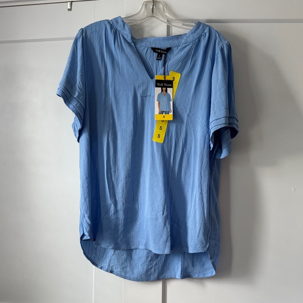 Well Worn Light Blue V-Neck Top